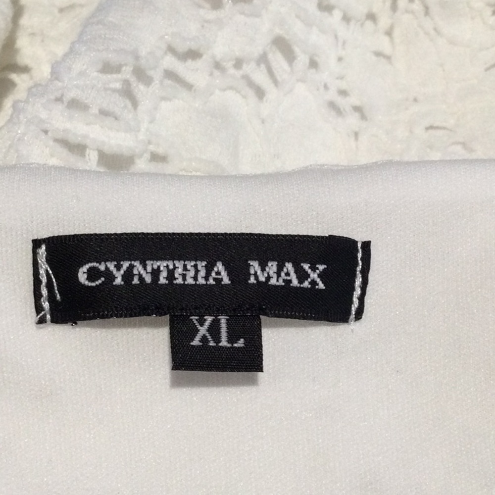 Cynthia Max White Lined Lace Overlay Blouse Size XL - Picture 11 of 16
